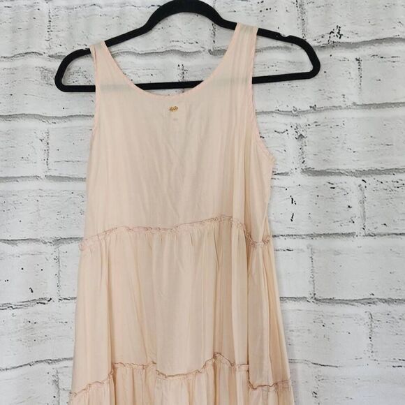 Pilyq Pink Swim Cover Up Sleeveless V-Neck Tiered Maxi Dress Size M/L - Picture 7 of 13